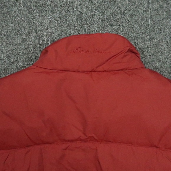 Eddie Bauer Vest Mens Large Red Goose Down Puffer Quilted Full Zip Pockets - Picture 6 of 11